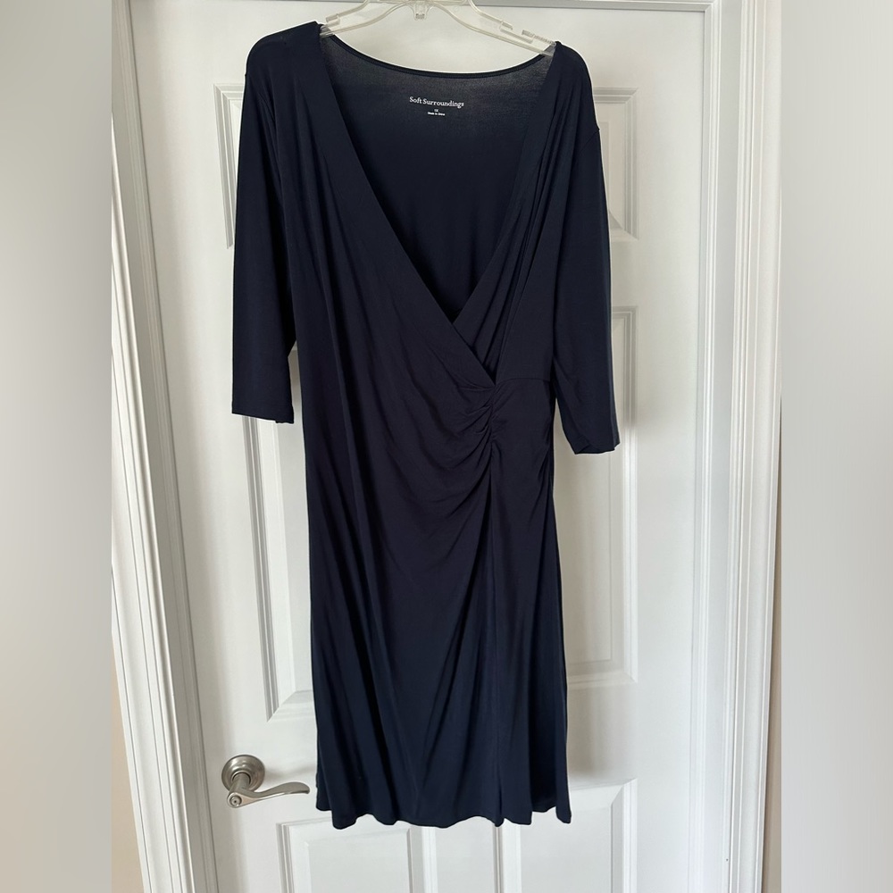 Soft surroundings navy blue knit dress 1X